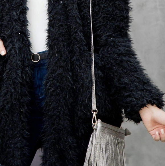 Black Faux Fur Fuzzy Jacket - Picture 2 of 3